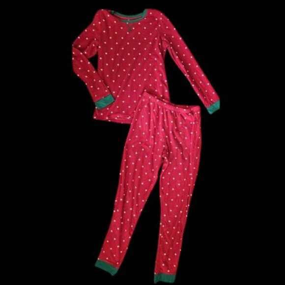 * JAMMIES FOR FAMILIES Red Polka Dot Fleece Pajamas Girls XL Size 14-16 - Picture 1 of 3